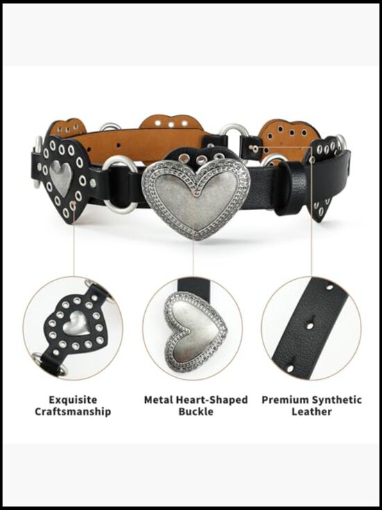 Fashionable Conch Belt with Heart Buckle Decorative Metal Ring Link main image 5